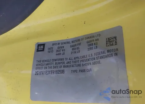 2014 Chevrolet Camaro 2Ls from USA, damaged, VIN 2G1FA1E3XE9182506